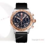 Swiss Grade Replica Breitling New Chronomat B01 42 Watch Rose Gold and Gray Rubber strap